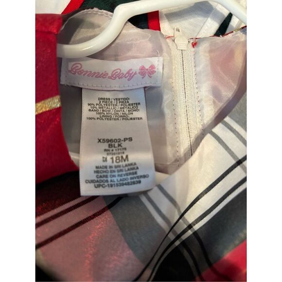 Bonnie Baby Checkered Print Short Sleeve Holiday Dress - Picture 5 of 5